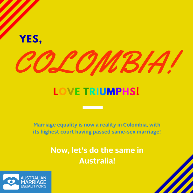 AMEquality's tweet image. In case you missed it, last week #MarriageEquality became a reality in #Colombia!