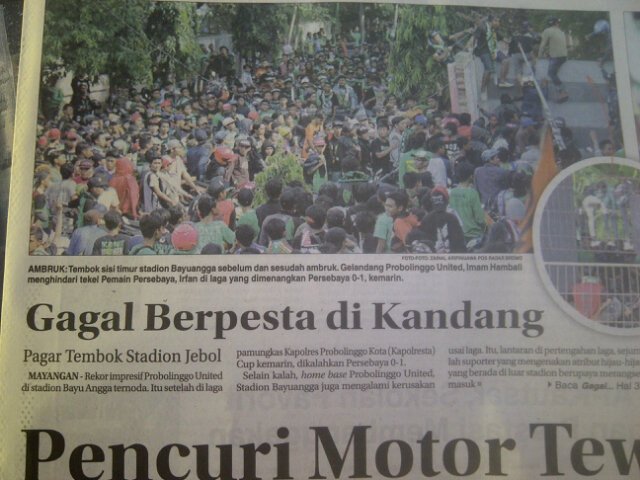 Bonek jancok ngrusak stadion probolinggo d jebol,suporter taek klakuane koyok kewan g pernah d didik karo wongtuane
