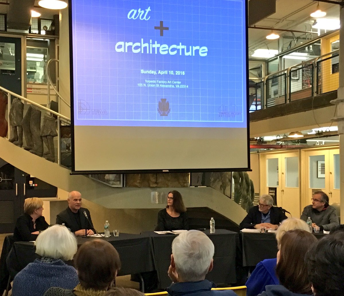 AIANOVA's tweet photo. Panelist Robert Gurney, FAIA on the Intersection of Art and Architecture @TorpedoFactory #VAArchWeek https://t.co/l4hnUUS8of