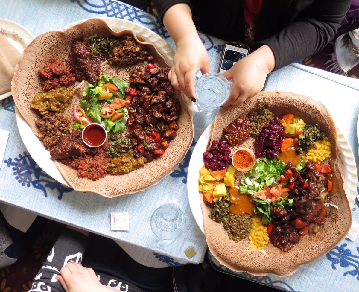 foodpr0n's tweet photo. Delicious Ethiopian eats @LalibelaToronto for an early dinner with the #AFoodMob. https://t.co/uREk6odZBc