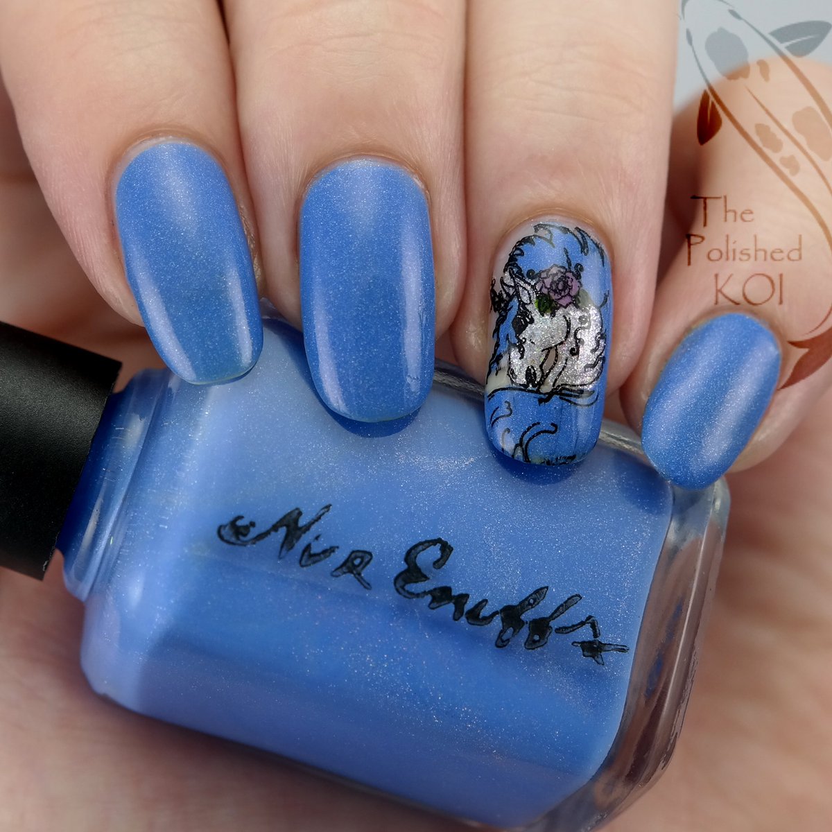 Swatch of [Unicorn Flower] with a unicorn accent
bit.ly/1RNAXMw
<a href="/uberchicbeauty/">UberChic Beauty</a> #nails #nailart #unicorn