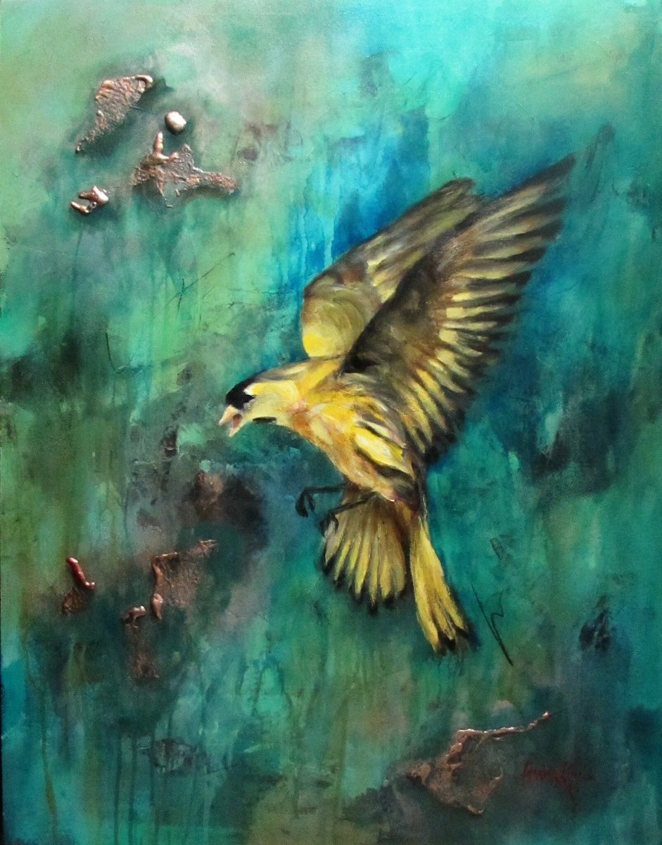 JKinich's tweet image. Yellow Bird
Acrílic on canvas 
90x70cm