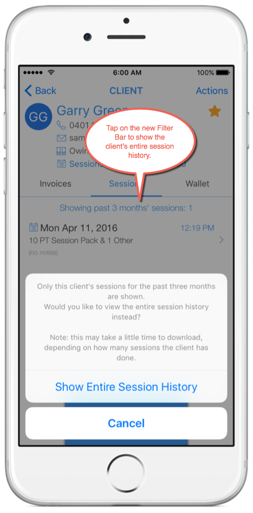 PTTransact's tweet photo. Sneak-Peek. The Sessions tab in the Client Details screen shows the session count and lets you view all sessions. https://t.co/yI4Mjqsgwy