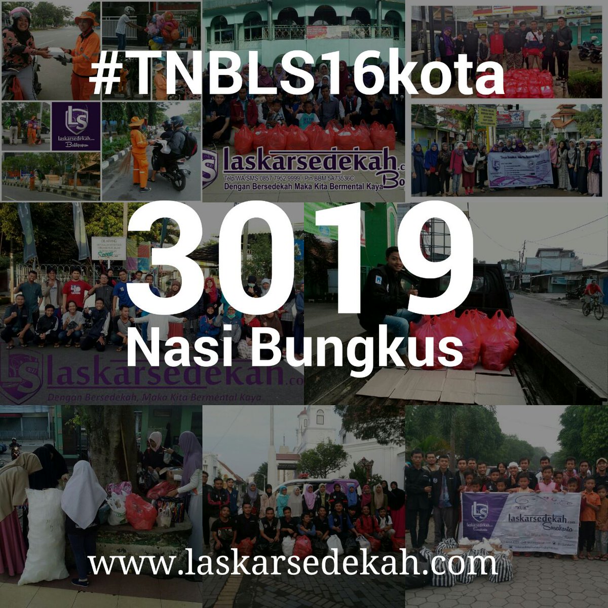 alhamdulillah Tebar Nasi Bungkus di 16 kota Indonesia mencapai jumlah 3019 MashaAlloh semua Alloh yg gerakin 😍