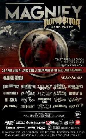 DOMINATOR Hard Party 24/4/16 @ Zans Cafe
Jl siliwangi bale endah 
bandung w/ Oakland | <a href="/SKARANGSKA/">SKRNG!</a> | <a href="/Urban_Hc/">URBANDISTRICT</a>