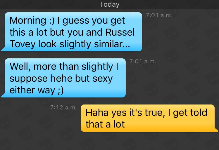GrindrAbuser's tweet photo. And another one... @russelltovey if ever you need a body double give me a shout! #Grindr #gay #RussellTovey https://t.co/KC5okPOexf