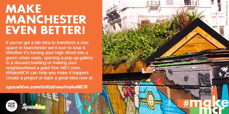 OurMcrCrowdfund's tweet photo. #MakeMCR supports MCR crowdfunding - now also making small £4£ pledges up to £1000. Got an idea? Tell us about it! https://t.co/mk4i9kQ4yr
