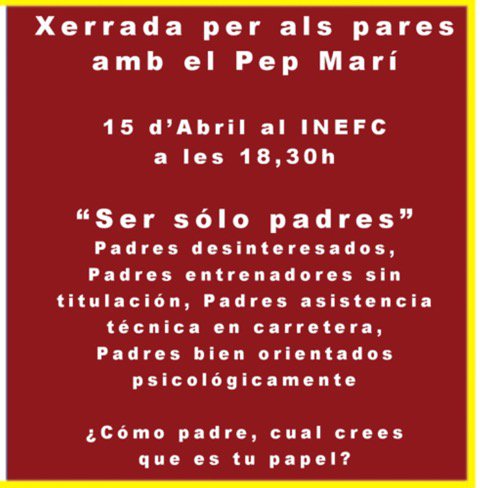 Pares i Mares, el dia 15 d'abril a les 18:30, el psicòleg Pep Marí us espera amb la seva xerrada "Ser solo padres".