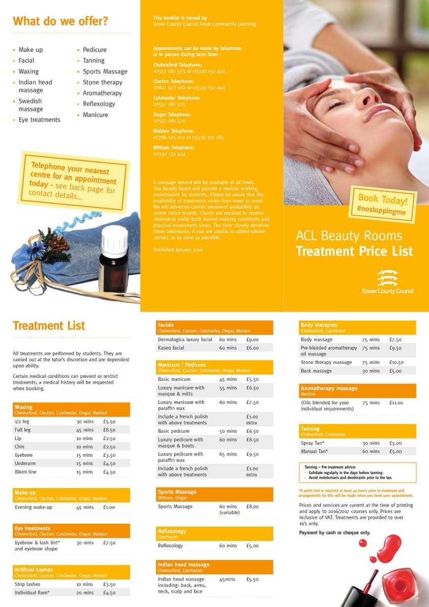 Want great #beauty treatments at a fraction of the usual price? Book now with our <a href="/ACLEssex/">ACLEssex</a> students.