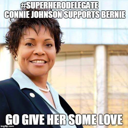 sleevegas64's tweet photo. #superherodelegate Connie Johnson from OK supports Senator Sanders.
#SandersOnly #SayNoToHillary https://t.co/g9UjiyY79c