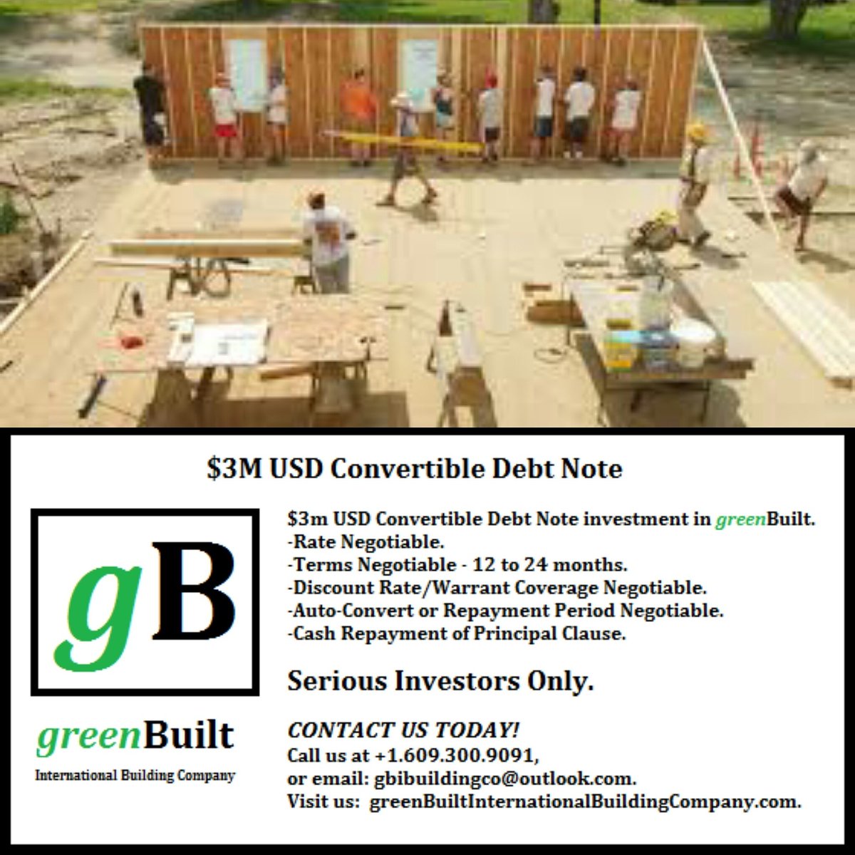 gbibuildingco's tweet photo. #ConvertibleDebtNote Opportunity! Contact us #angel #angelinvestor #vc #venturecapitalist #privateinvestor #investor https://t.co/URoDUF5gZq