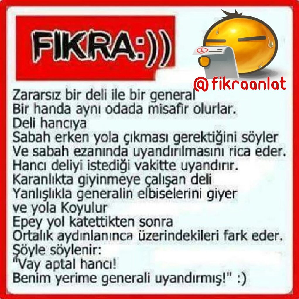 #fikra #fıkra #fikrazamani #fıkrazamanı #fikraanlat #fıkraanlat #komik #komedi #gulunc 
Instagram <a href="/fikraanlat/">Fıkra</a>
