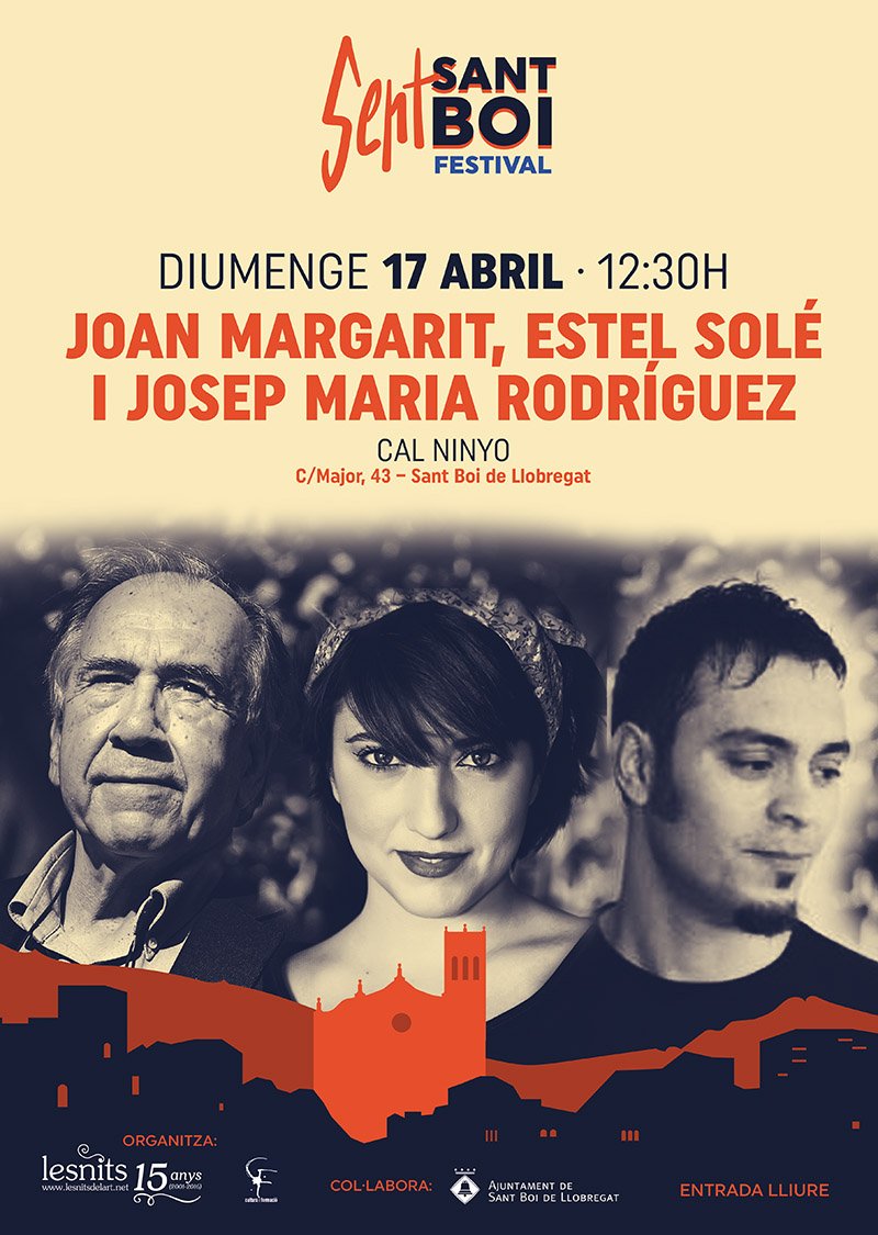 somoselregreso's tweet photo. Diumenge 17/4, recital poètic de Joan Margarit, Estel Solé Poesia i Josep Maria Rodríguez a @Calninyo #SentSantBoi https://t.co/5lv7sDkRGB