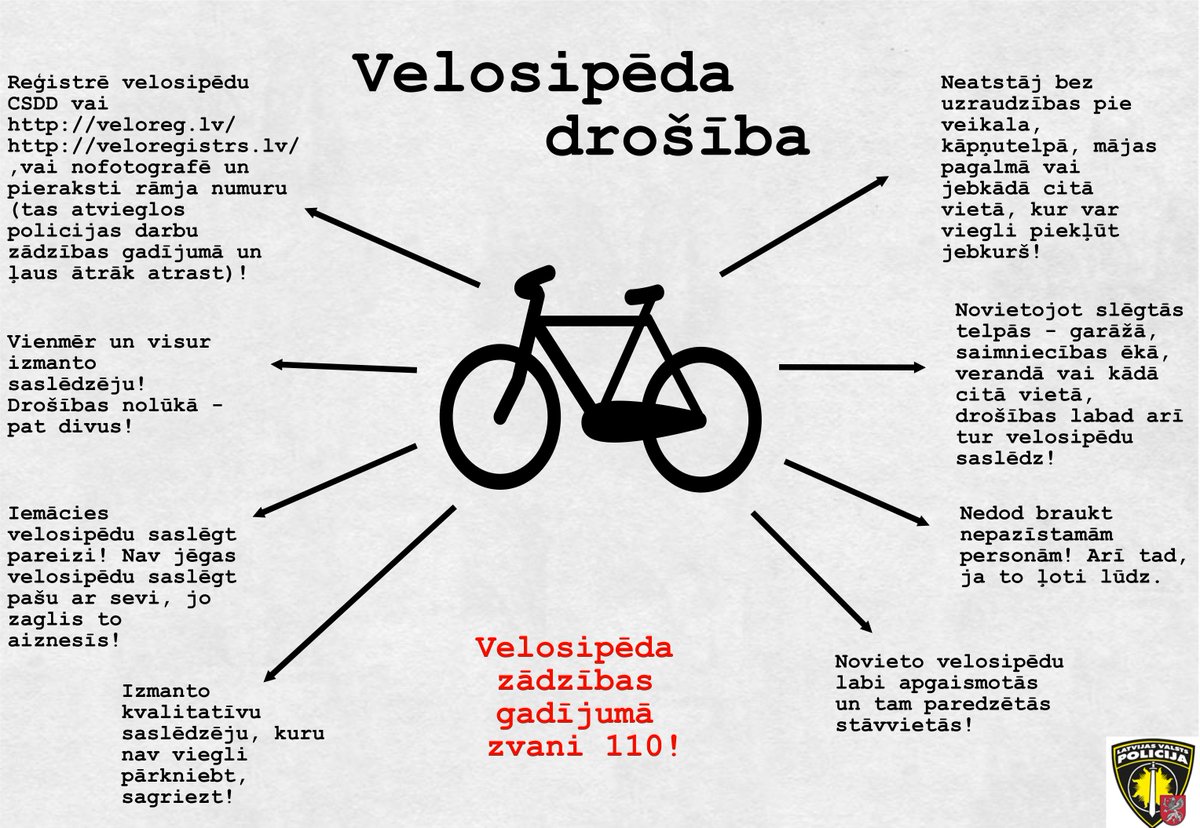 Sākoties sezonai, palielinās velosipēdu zādzību skaits. Policija aicina rūpēties par drošību.