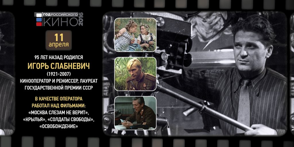 Сегодня исполнилось бы 95 лет знаменитому оператору и режиссеру Игорю Слабневичу #ГодКино