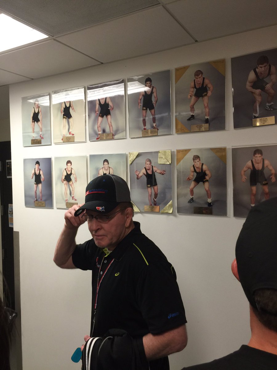 Insp_LivesCoach's tweet photo. The Dan Gable telling us about his past greats. @InspireLives_US @isononthecake @BearCoachCarter https://t.co/a5ej911Sbr