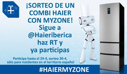 haier_aire's tweet photo. Sigue @Haieriberica, haz RT y participa en el #sorteo de un fantástico Combi Haier con MyZone #HaierMyZone https://t.co/hNHiFpMG7r