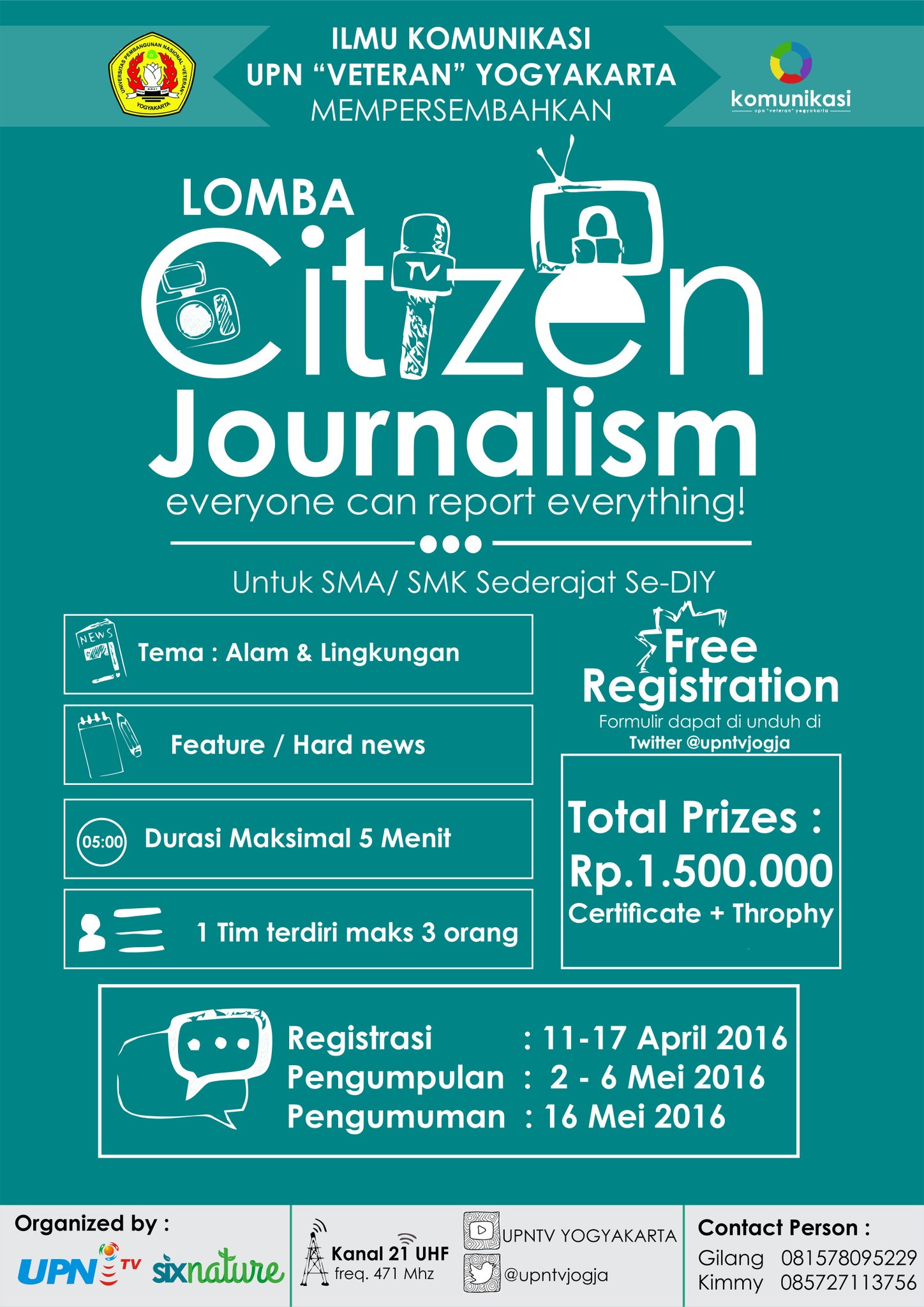 jogja24jam on Twitter "Regis 11 17 April Lomba Citizen Journalism form upntvjogja FREE