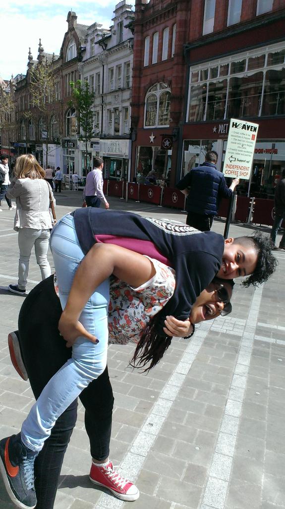 SaphraFixers's tweet photo. #Memories in #Leeds w/  @MariamFixers creating our own #HugforStephen and pestering members of the public for hugs! https://t.co/ow4hdn9CJs