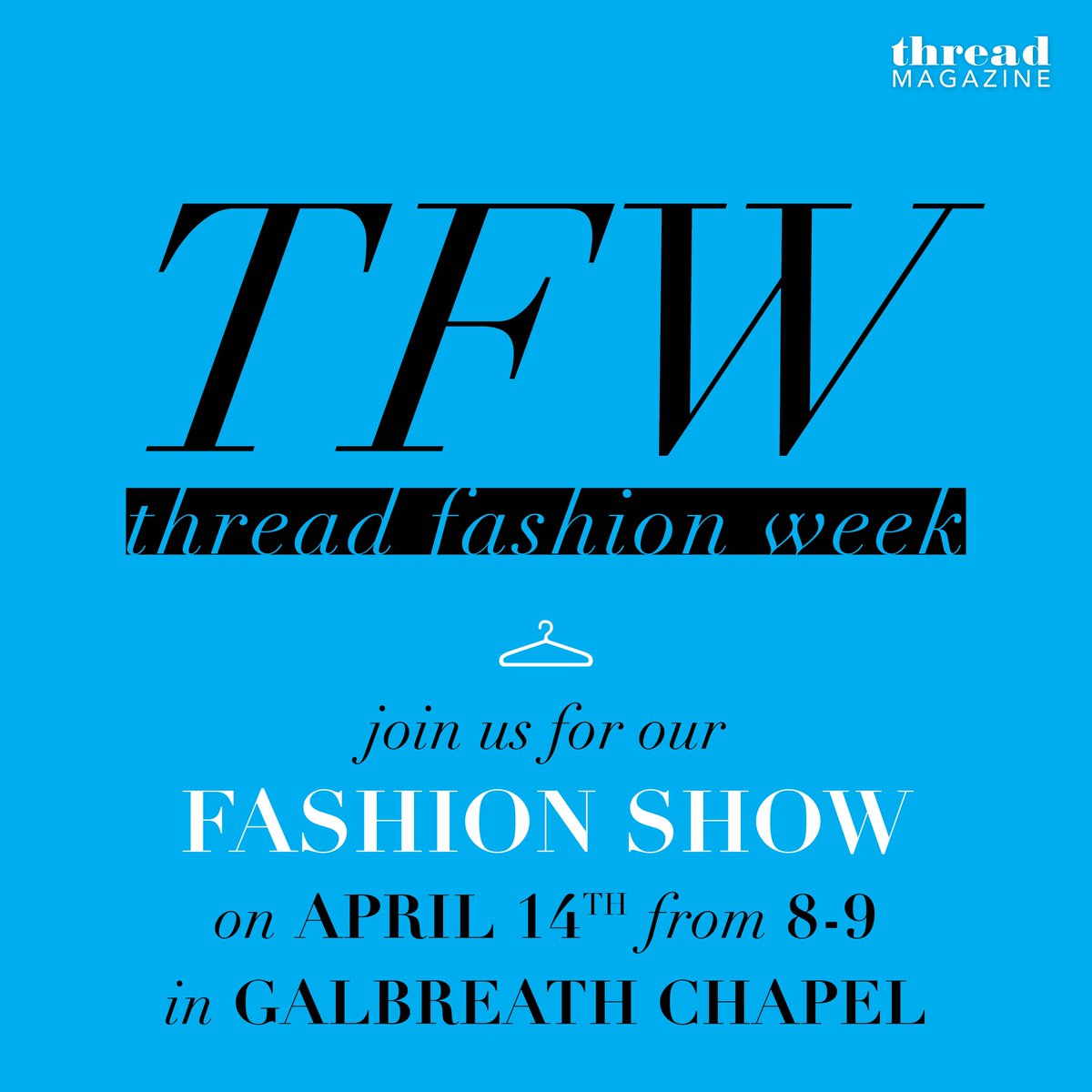 ThreadMagFM's tweet photo. Join us for our annual Spring Fashion Show this Thursday @ 8 p.m. in Galbreath Chapel! #ThreadFashionWeek https://t.co/OPwRA4itZV