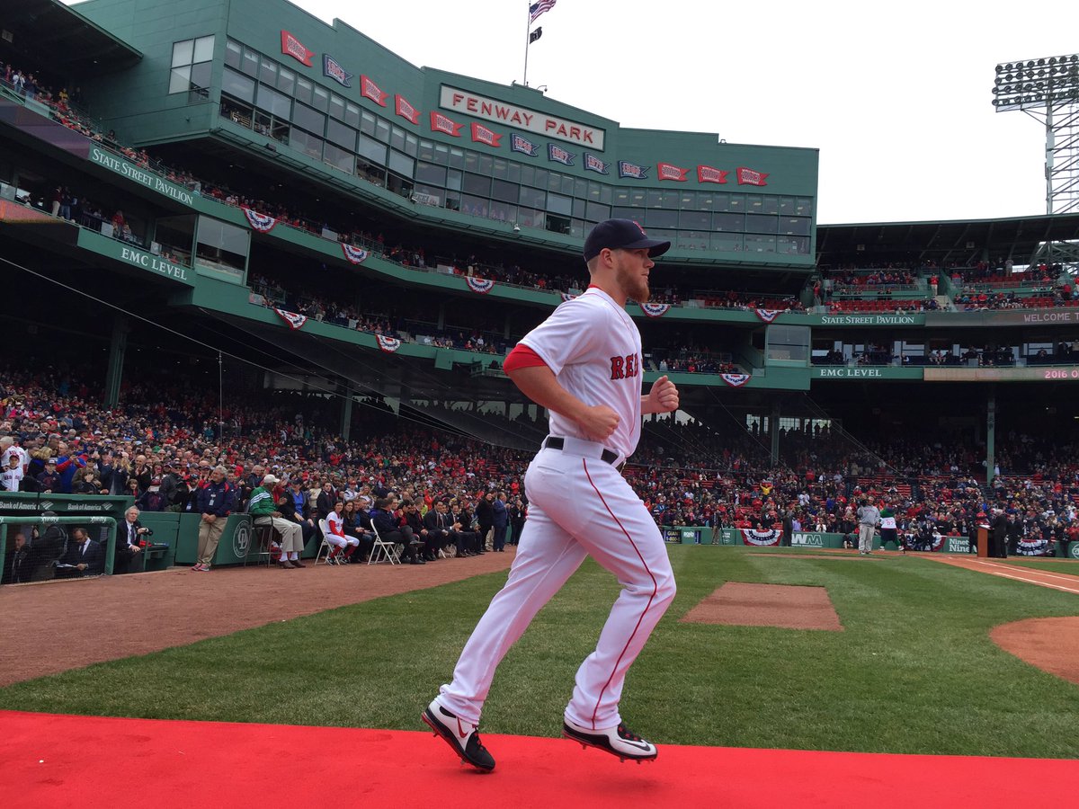 RedSox's tweet photo. Lookin' good in home whites! #FenwayOpener https://t.co/vlV2r4wIwU