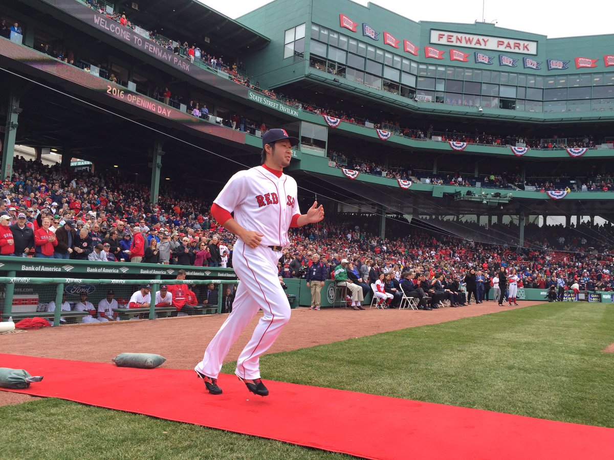 RedSox's tweet photo. Lookin' good in home whites! #FenwayOpener https://t.co/vlV2r4wIwU