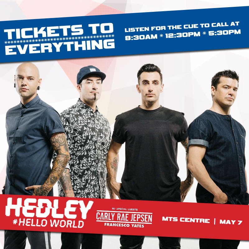 VirginRadioWPG's tweet photo. No rain inside @mtscentre ;)! Congrats Ashley on winning tickets to @Hedleyonline! More #Tickets2Everything at 5:30 https://t.co/qQbTPMbd8q