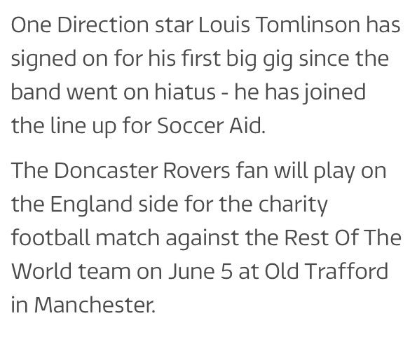 LouisWTNews's tweet photo. #Update | Louis will be playing on the England side of the football match on June 5th in Manchester. https://t.co/zhpcREujX3