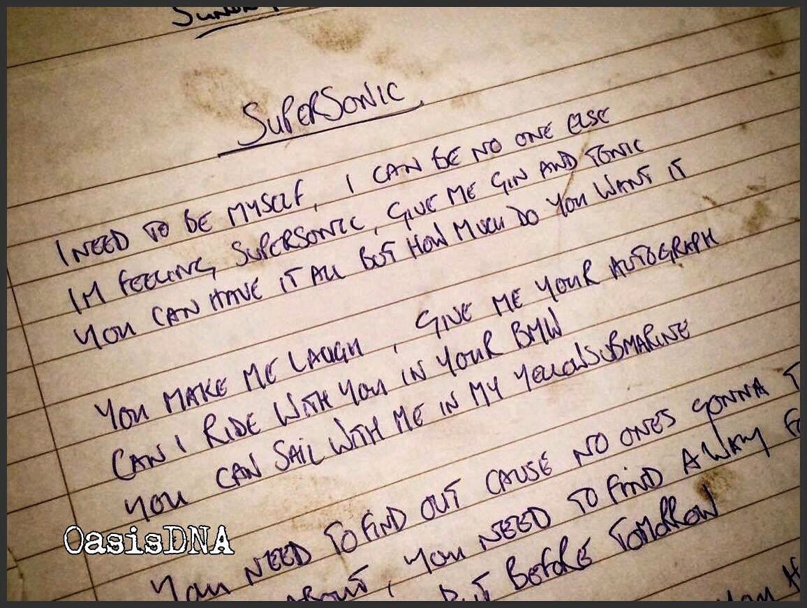 Oasisdna My Noelgallagher Supersonic Handwritten Lyrics 22 Years Ago Today Happy Birthday Old Friend X Oasismusic Oasis T Co Ylawasiqpm