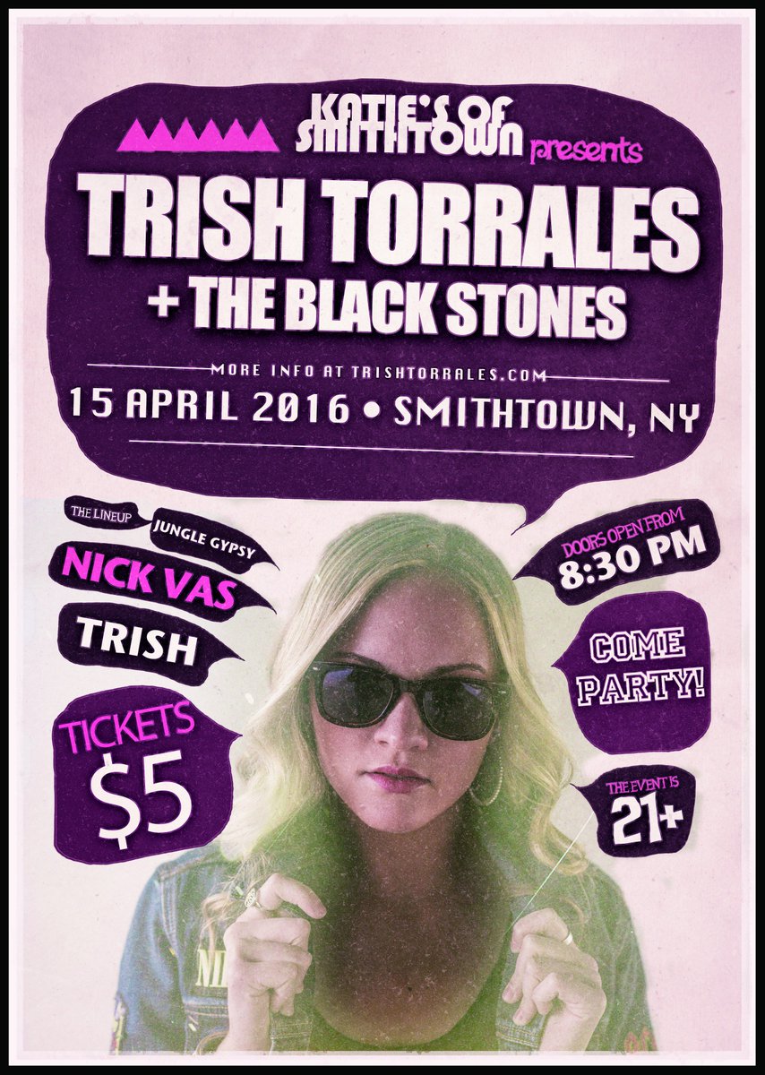 TrishTorrales's tweet photo. Don't miss us Friday night with @JungleGypsyBand at Katie's Of Smithtown! https://t.co/kKncPJ6EnC