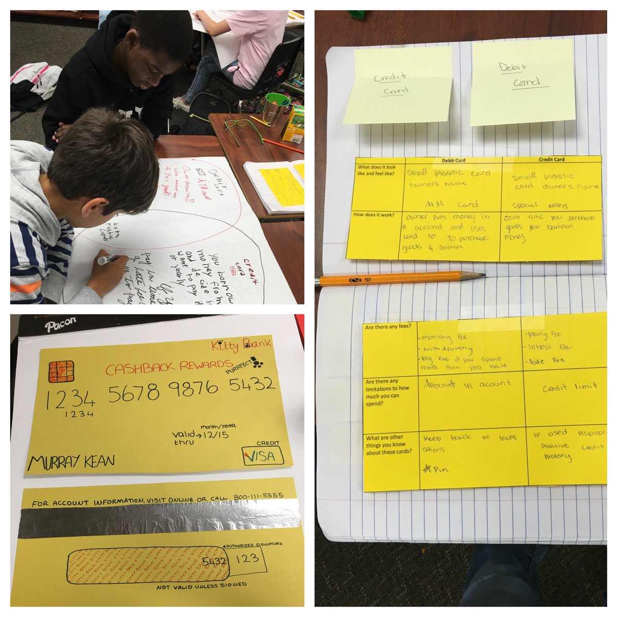 MsToniKean's tweet image. Credit VS Debit, students are working hard to compare and contrast the two! #alikeandifferent #WCJHmath