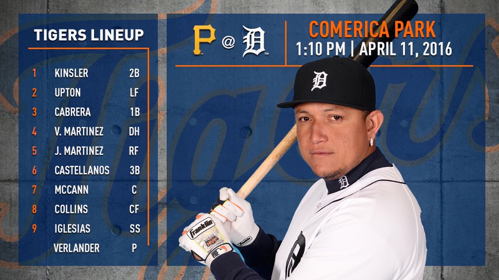 tigers's tweet photo. #Tigers lineup v. PIT: https://t.co/UHWlgfyPb2