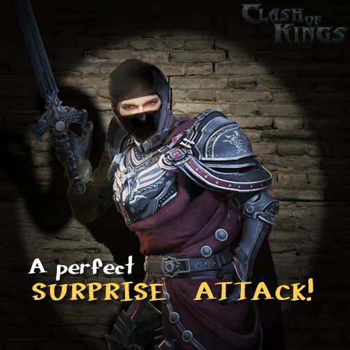 ClashofKingsCoK's tweet photo. Hush, hush! Monday is the best time for making a perfect surprise attack! https://t.co/1txxQd44mn