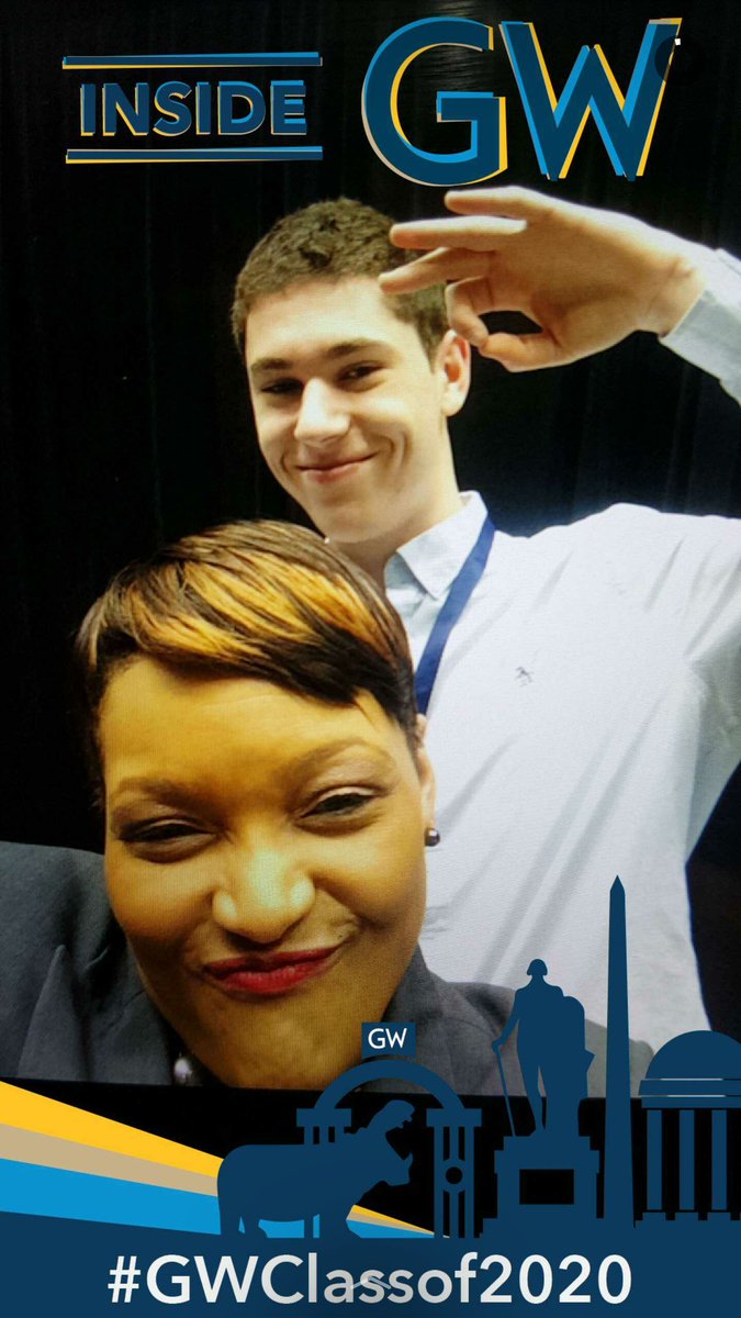 GWAdmissions's tweet photo. #InsideGW2016 day 2 is off to a great start! One lucky #GWClassof2020 student took a selfie w/ the Dean of Admission https://t.co/0H04GnPRzX