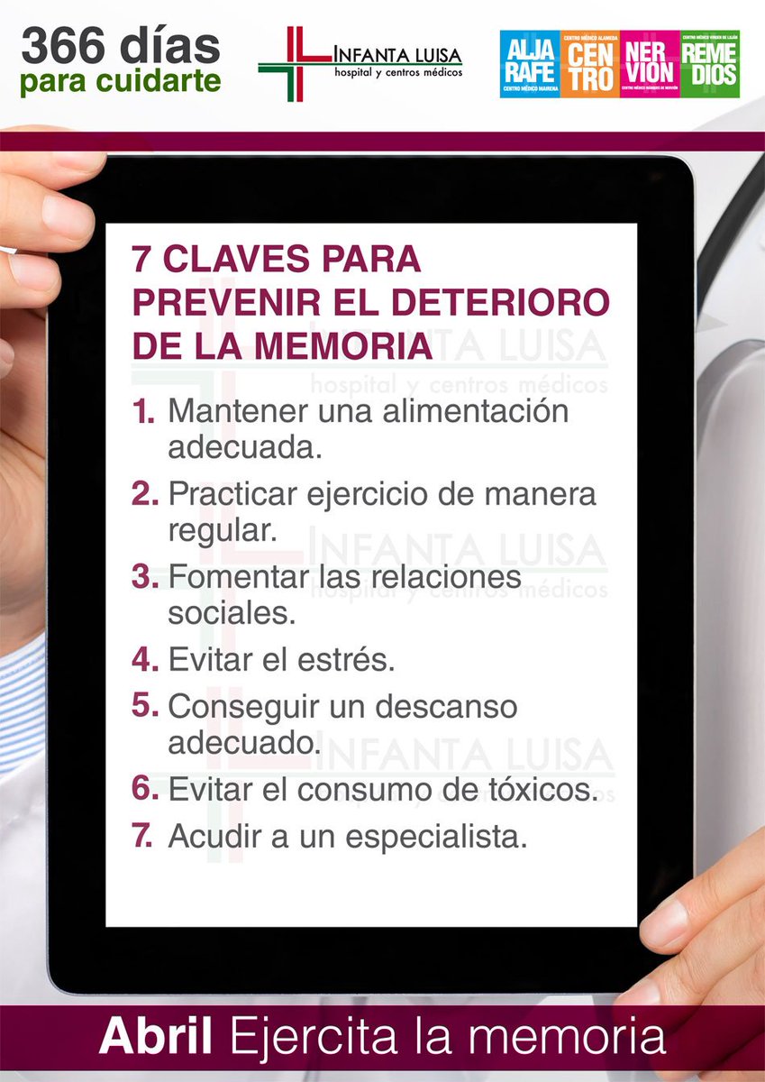 Recomendaciones para cuidar la memoria | infantaluisa.es/index.php?opti… #366díasparacuidarte