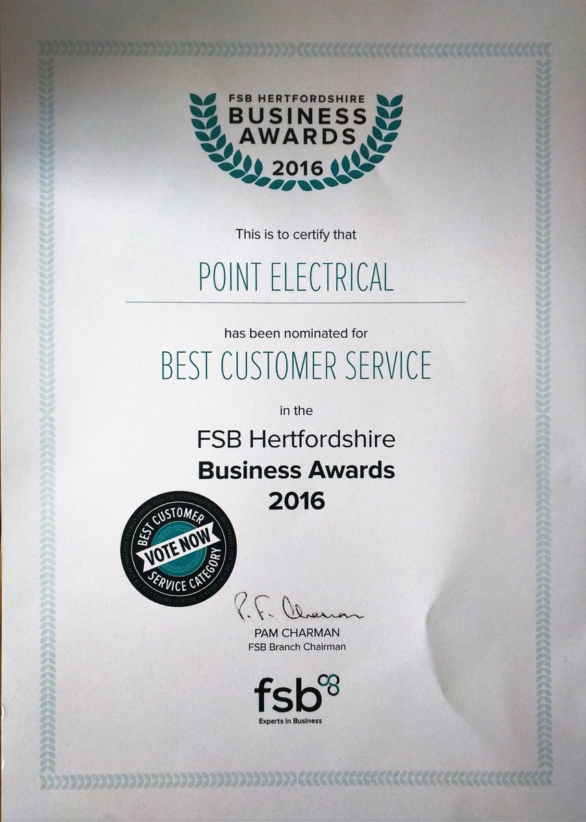 PointElectrical's tweet photo. We have been nominated BEST CUSTOMER SERVICE in Hertfordshire, so please vote for us! https://t.co/wiM5VGwIvI https://t.co/Jma6jf0WJO