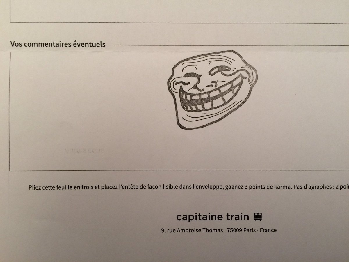 trainline_fr's tweet image. Plus de six mois après l’avoir reçu, ce commentaire reste le plus drôle que nous ayons lu dans une lettre.