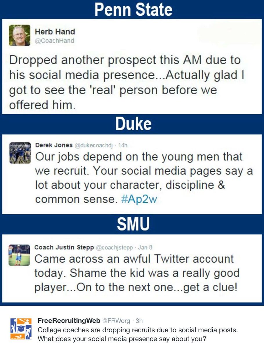 HSTeachProbs's tweet image. This is what athletes (and all students) need to know about their social media. #coachproblems #TeacherProblems