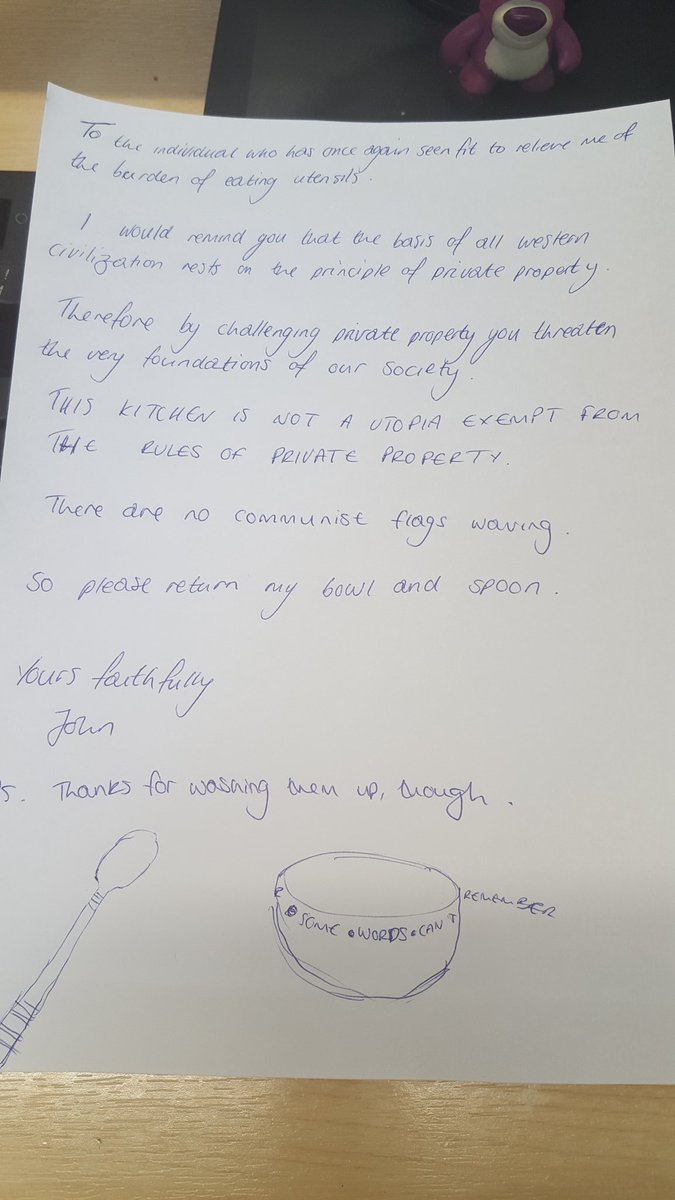 samanthawanders's tweet image. This note has made my day. #VeganJohn #MissingItems #WorkLife 😂😂