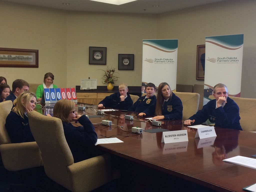CarahHart's tweet photo. Hanging out at the @sdfarmersunion Farm Safety Quiz Bowl at #SDFFA Convention. https://t.co/NZbGokvJl5
