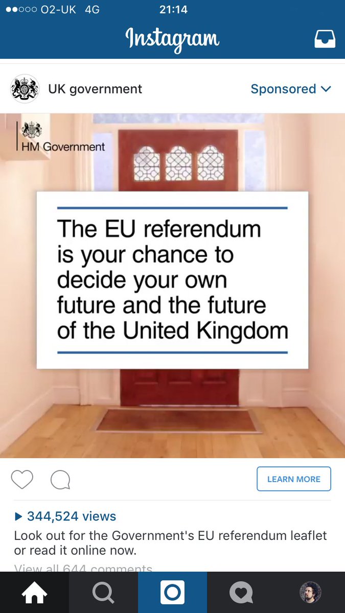 It's not just coming through your post box. The #government are also targeting #socialmedia #referendum #EUrefEnv