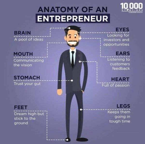 essec's tweet photo. Anatomy Of An #Entrepreneur! v/@10MillionMiler #infographic #leadership #startup https://t.co/0UvSz8F4XE
