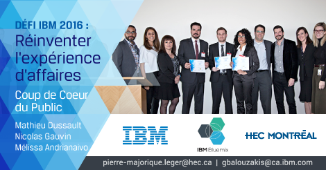 gbalouzakis's tweet photo. Sincères félicitations aux #Gagnants , #CoupDeCoeurPublic et tous les participants du Défi @HEC_Montreal @IBMQuebec! https://t.co/yyzrTcaoRq