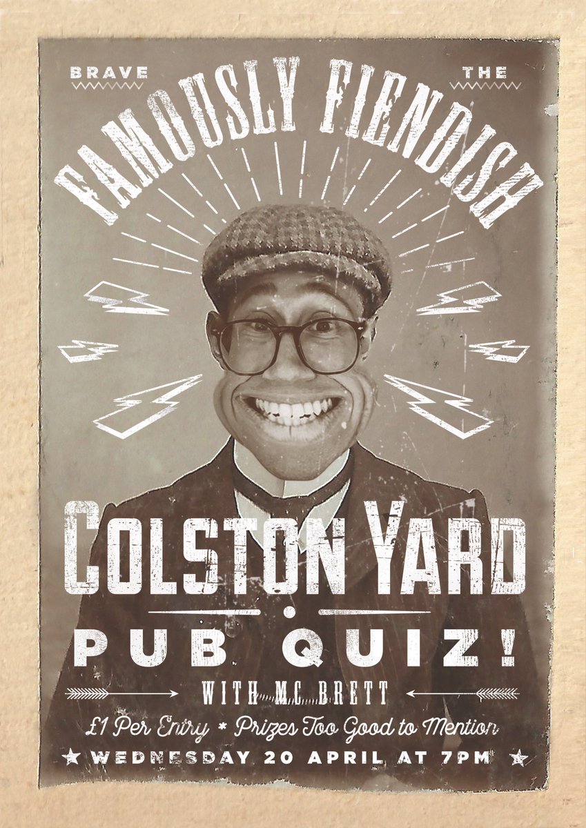 ColstonYard's tweet photo. It's that time again! Join us at 7pm on Wednesday 20th April for the best #pubquiz! #bristol #food #craftbeer https://t.co/3JL7nj77di