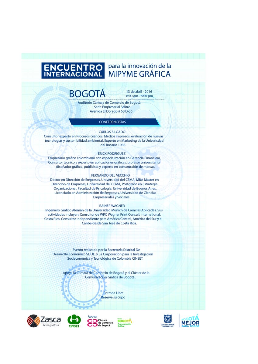 Compartimos invitación de evento de @Zasca_AG @DesEconomicoBog <a href="/camaracomerbog/">Cámara de Comercio de Bogotá</a> #Zasca #BogotaMejorParaTodos