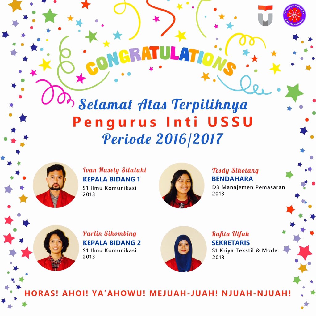 USSU_EBK's tweet photo. Selamat atas terpilihnya menjadi Pengurus Inti USSU Periode 2016/2017!Semoga dapat membangun USSU menjadi lebih baik https://t.co/ezq0KXOHzf