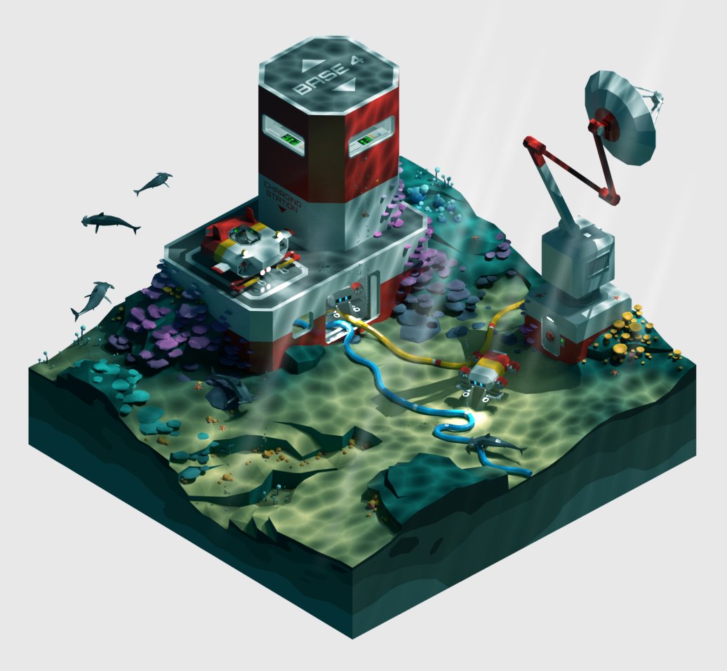 Lowpoly Uderwater base #b3d #blender #lowpoly #illustration #art