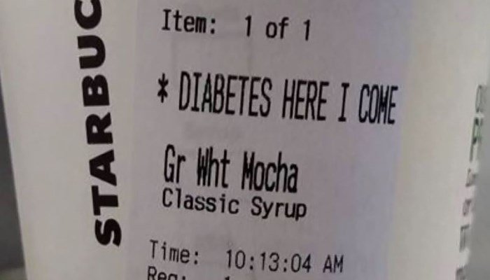 fox12oregon's tweet image. Man says Starbucks barista put "Diabetes here I come" on his cup.
kptv.tv/1SZwt4e