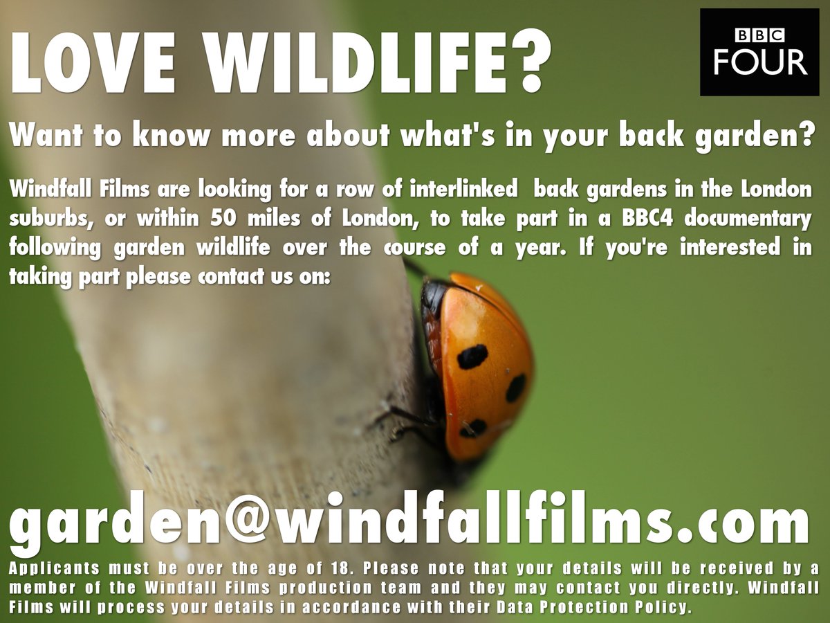 Calling Wildlife and Gardening Fans ! Email garden@windfallfilms.com
