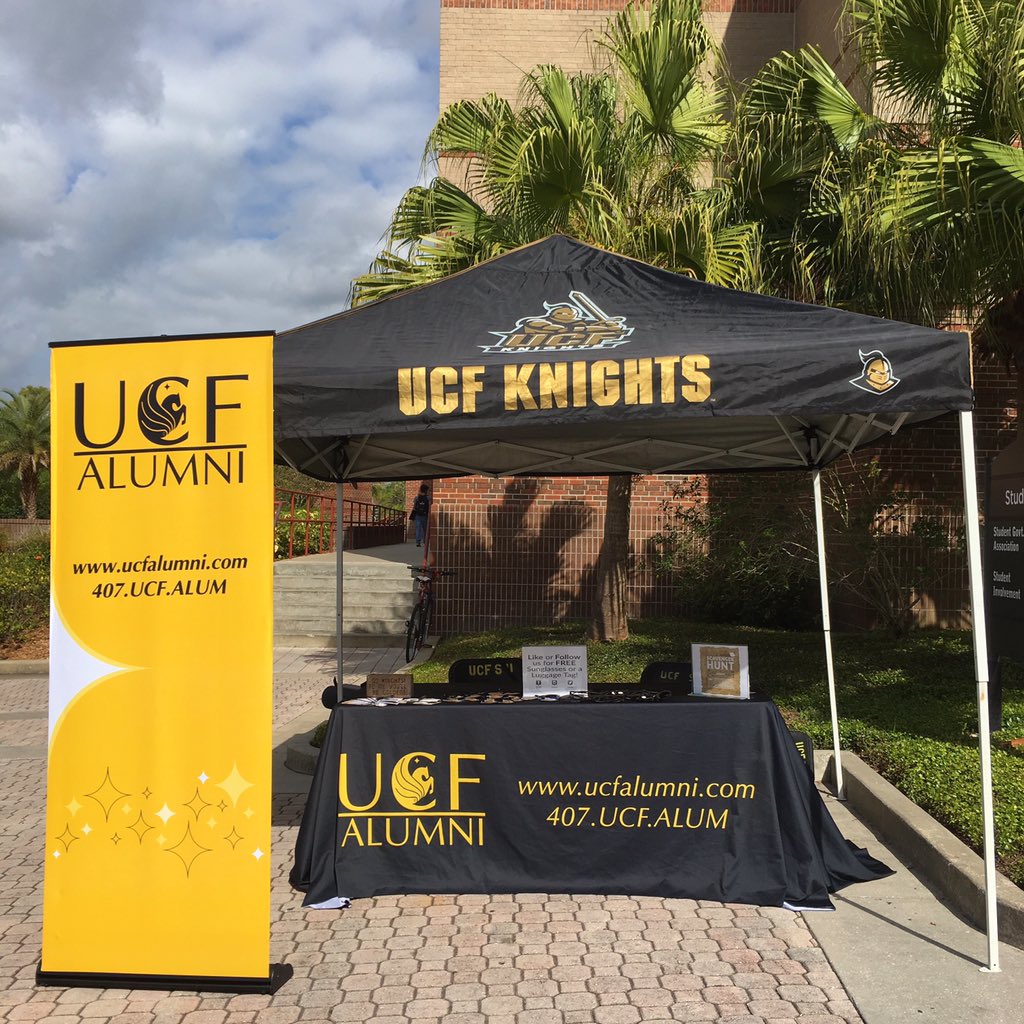 UCFALUMNI's tweet photo. #UCFKnights c/o 2016: Come by our table outside the Student Union for free giveaways and info about #GradKnight! 🎓✨ https://t.co/DTOdVaaLiQ